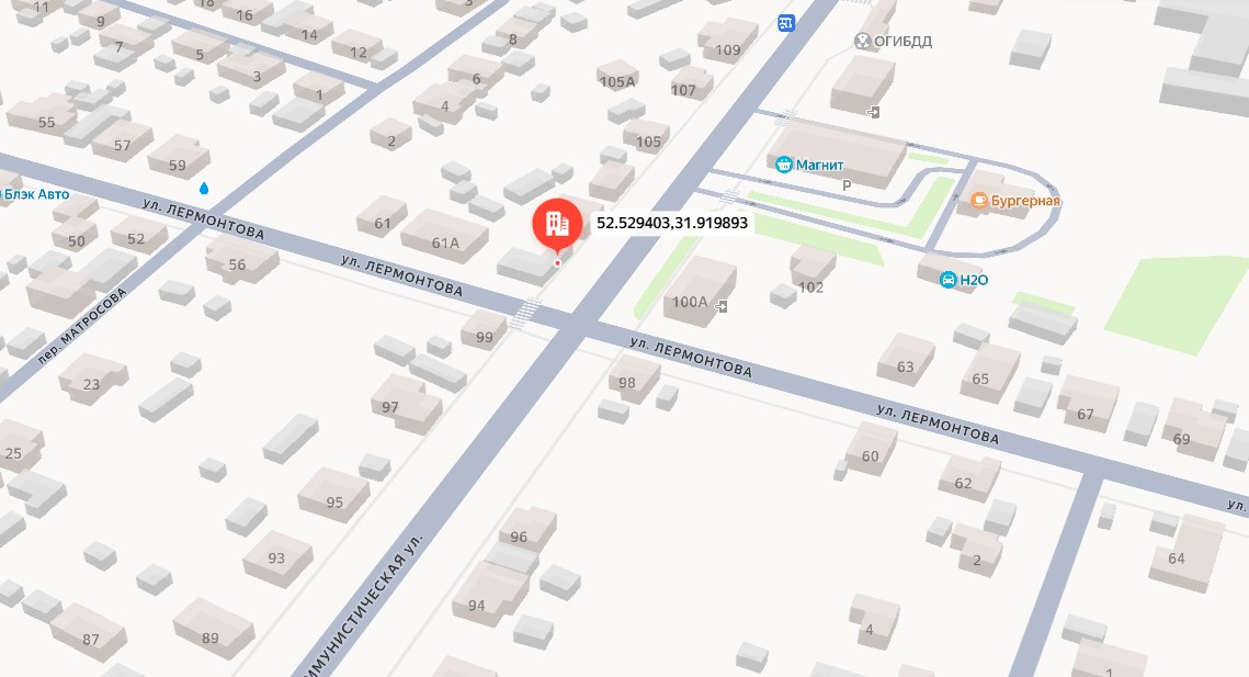 Скриншот карты проезда